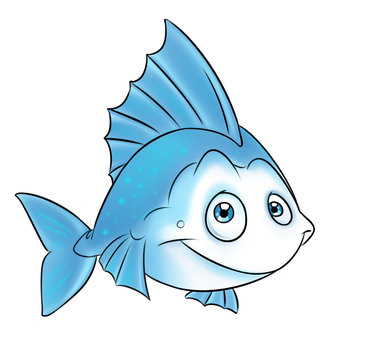 Fish Blue cartoon illustration isolated image animal character 