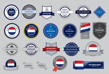 Made in Netherlands Seal, Holland Flag (Vector Art) - 107101849