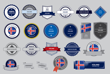 Made in Iceland Seal, Icelandic Flag (Vector Art)