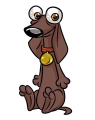 Dog dachshund big eyes  cartoon illustration isolated image animal character 