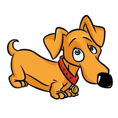 Dog dachshund melancholy cartoon illustration isolated image animal character 