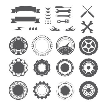 Set Of Logotype Element For Mechanic, Garage, Car Repair, Service