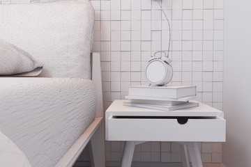 Fototapeta na wymiar 3d render of bedroom interior design in a contemporary style.
