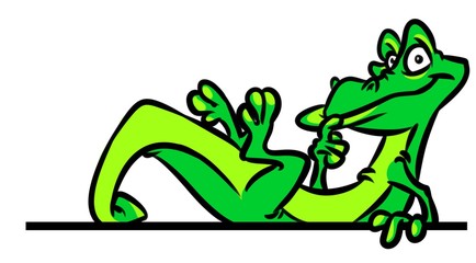 Green lizard cartoon illustration isolated image animal character 