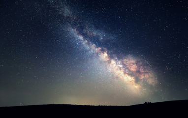 Milky Way. Beautiful summer night sky with stars. Background. - obrazy, fototapety, plakaty