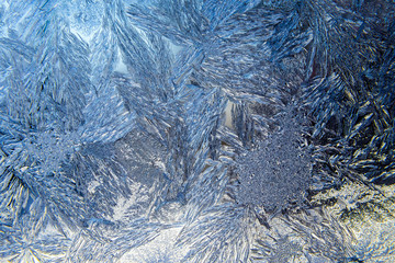 Closeup view of Frost on Winter Window