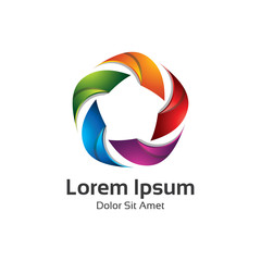 Colorful 3d circle star logo template. Star vector logo design .