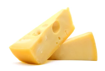 Rolgordijnen piece of cheese isolated on white background © annguyen