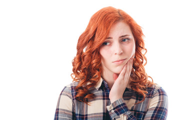 Full isolated picture from young woman with toothache