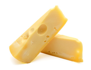 piece of cheese isolated in white background