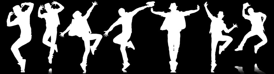 Silhouettes of dancers in dancing concept