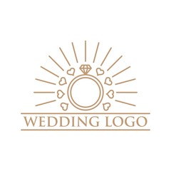 Love And Ring Line Art Wedding Logo - 107105429