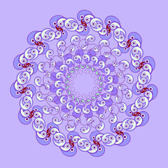circular pattern on the purple background.  illustration