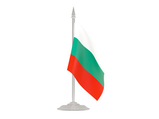 Flag of bulgaria with flagpole. 3d render