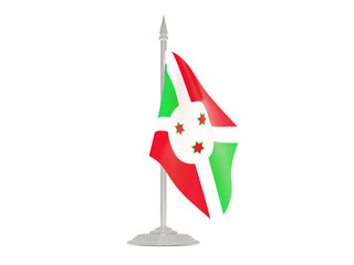 Flag of burundi with flagpole. 3d render