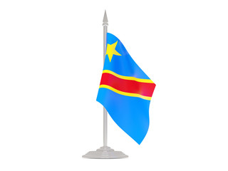 Flag of democratic republic of the congo with flagpole. 3d rende