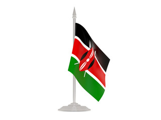 Flag of kenya with flagpole. 3d render