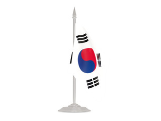 Flag of korea south with flagpole. 3d render