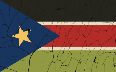 South Sudan old flag with fracture