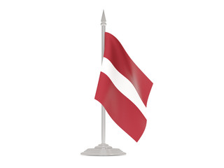 Flag of latvia with flagpole. 3d render