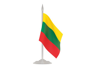 Flag of lithuania with flagpole. 3d render