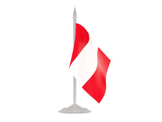 Flag of peru with flagpole. 3d render