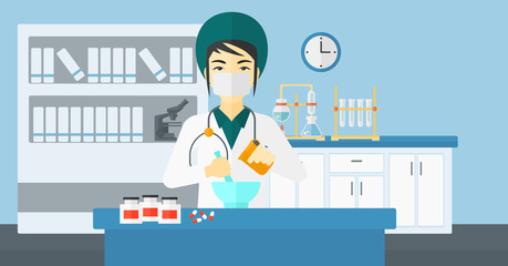 Pharmacist preparing medicine.