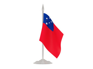 Flag of samoa with flagpole. 3d render