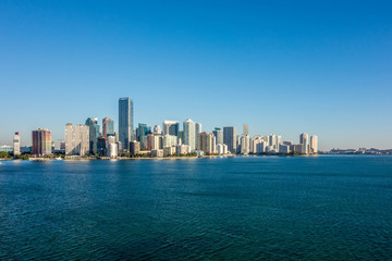 Fototapeta premium Miami Florida city skyline morning with blue sky