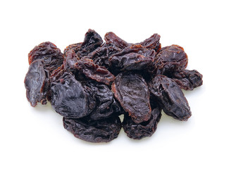 Dried raisins on a white background