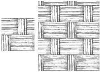 Black and white  pattern of basketry. Vector seamless backgrounds with patterns of basketry of Wickers