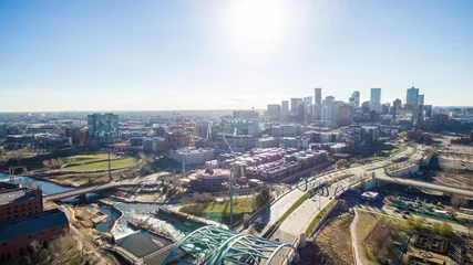 Foto op Plexiglas anti-reflex Luchtfoto Aerial view of urban park with sport fields