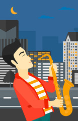 Musician playing saxophone.