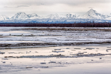 Tanana River breakup and the mountains