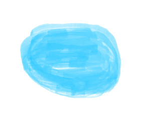 Fototapeta premium Violet blue watercolor hand drawn paper texture isolated round stain on white background. Wet brush painted smudges abstract illustration. Water drop design element for banner, print