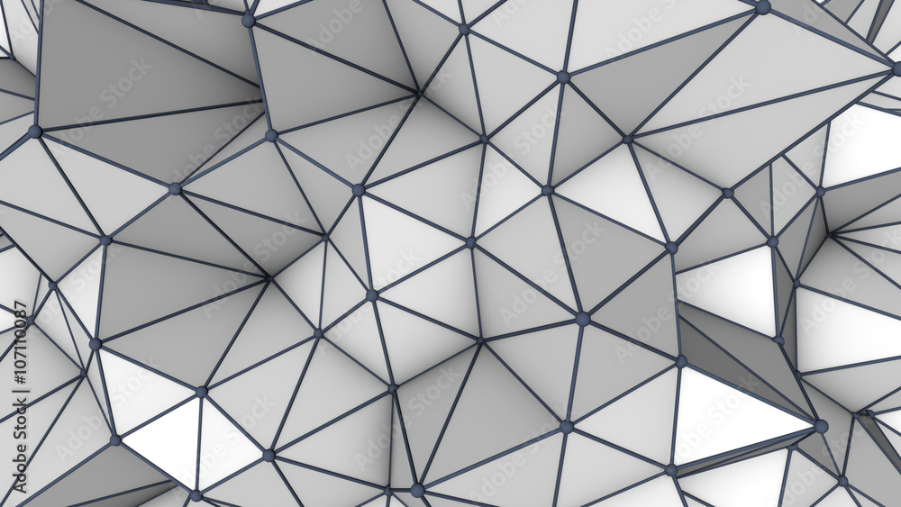 Poster grey low poly 3d surface. abstract render