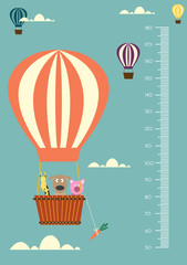 Naklejka premium Balloon cartoons ,Meter wall or height meter from 50 to 180 centimeter,Vector illustrations