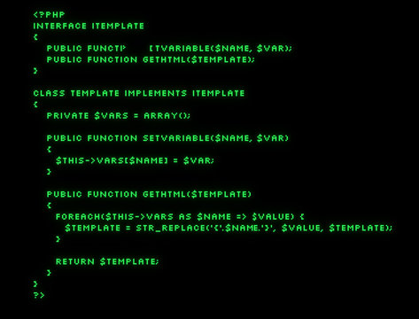 Glowing green programming code