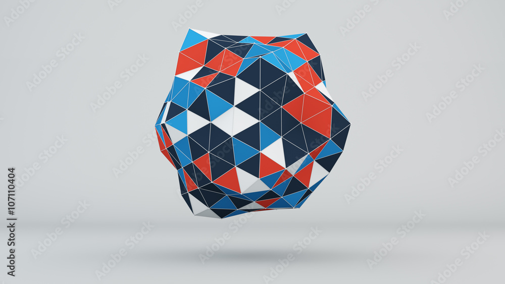 Poster polygonal 3d shape abstract render