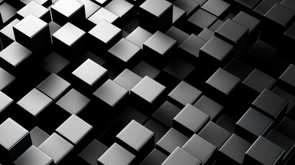 Metallic 3D boxes. Abstract background
