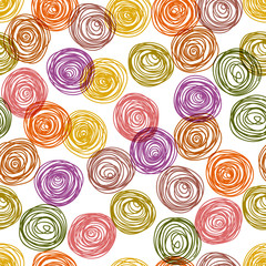Colorful doodle circles simple geometric seamless pattern, vector