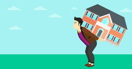 Man carrying house.