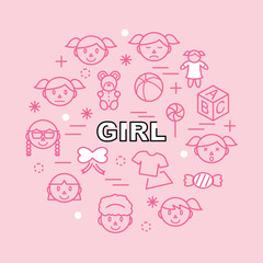 girl minimal outline icons
