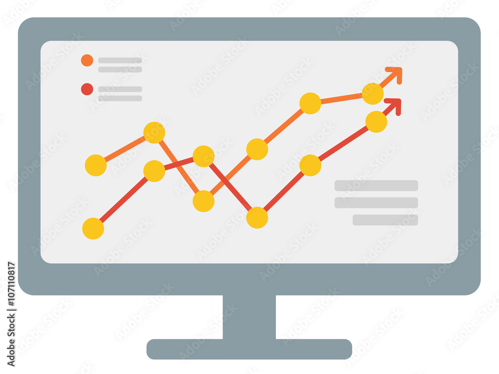 Poster growing business graph on computer monitor
