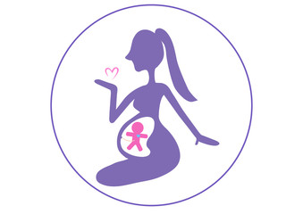 pregnant woman,mom and baby,vector symbol 