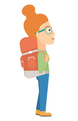 Woman looking at departure board.