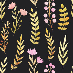 Dark floral seamless pattern