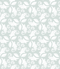 Floral light blue and white ornament. Seamless abstract background with fine pattern