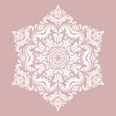 Oriental white pattern with arabesques and floral elements. Traditional classic ornament