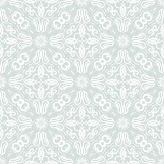 Foto op Canvas Damask seamless light blue and white ornament. Traditional pattern. Classic oriental background © Fine Art Studio